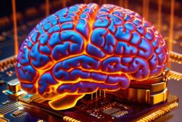 Mózg na mikrochipie obrazujący sztuczną inteligencję