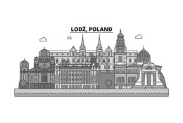 rysunek budynku z napisem Łódż-Poland