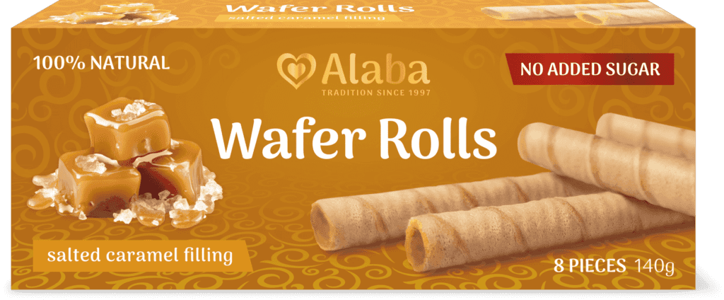 Wafer rolls Salted caramel filling