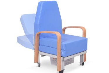 The bed intended for parents of children staying in children's ward with function of sitting and sleeping when unfolded.