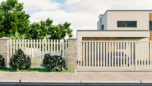 Steel fence with a gate and wicket