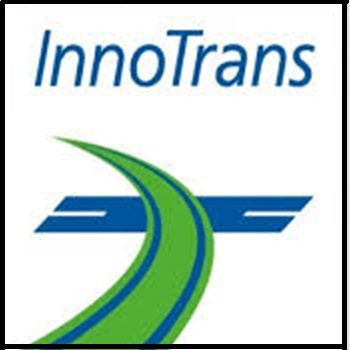 znaczek targów z zieloną szyną i napisem InnoTrans