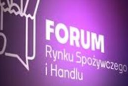 na fioletowym, podświetlonym tle napis Forum Rynku Spozywczegi i Handlu