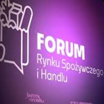 na fioletowym, podświetlonym tle napis Forum Rynku Spozywczegi i Handlu