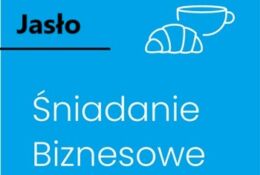 nazwa miasta i poniżej napis Śniadanie Biznesowe z grafiką filiżanki i rogalika