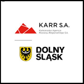 logo Karkonoskiej Agencji Rozwoju Regionalnego z herbem Dolnego Śląska