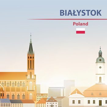 grafika miasta z podpisem Białystok Poland