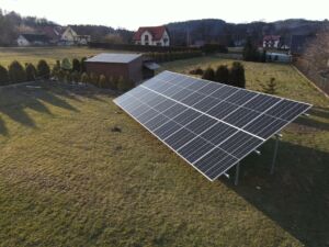 Photovoltaic installations on the ground. The installation was made for a private investor.