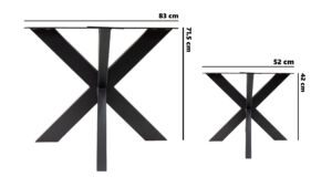 A series of spider-style table frames.Folded, packed in a cardboard box,labeled according to the customer's marking syst