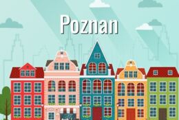 grafika budynków z nazwą miasta - Poznań