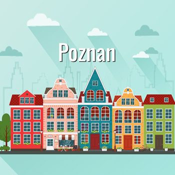 grafika budynków z nazwą miasta - Poznań