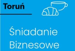 napis Toruń, Śniadanie Biznesowe z grafiką filiżanki i rogalika