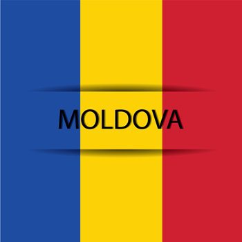 napis Moldova na tle kolorów mołdawskiej flagi