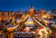 festively decorated Gdansk city center