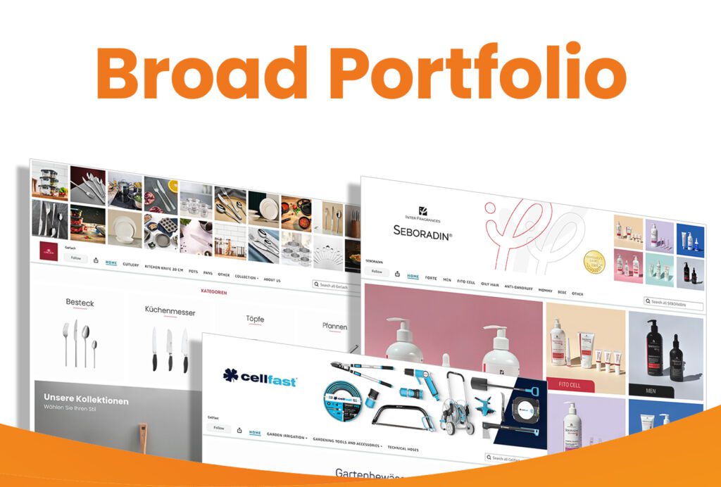 A comprehensive portfolio covering various product categories.