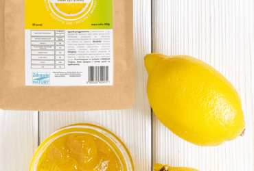 The photo features a SANSEI lemon-flavored sugar-free jelly