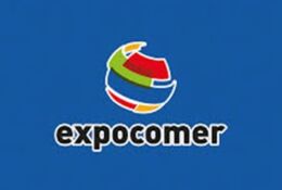 napis expocomer i kula zielska w kolorowe pasy