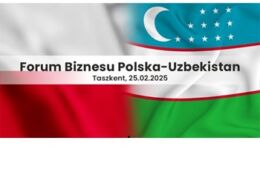 nazwa wydarzenia na tle flag - polskiej i Uzbekistanu