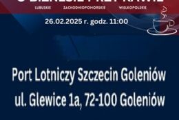 nazwa i miejsce wydarzenia z grafiką filiżanki kawy