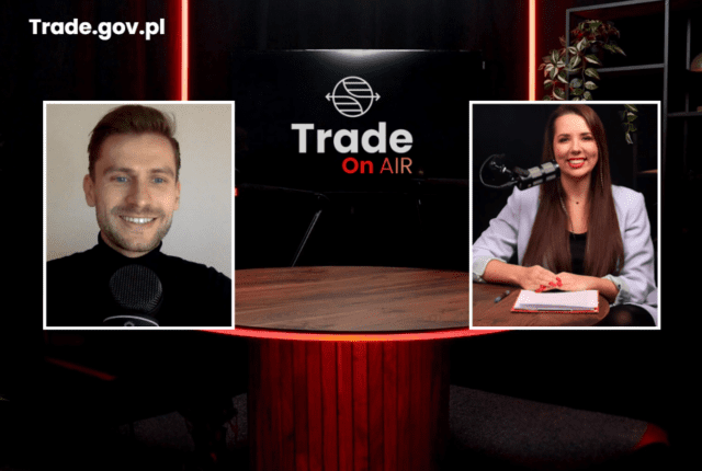 Mężczyzna i kobieta w rozmowie online w studiu podczastowym Trade ON AIR