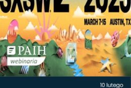 abstrakcyjne rysunki i napisy SXSW 2025 oraz PAIH webinaria